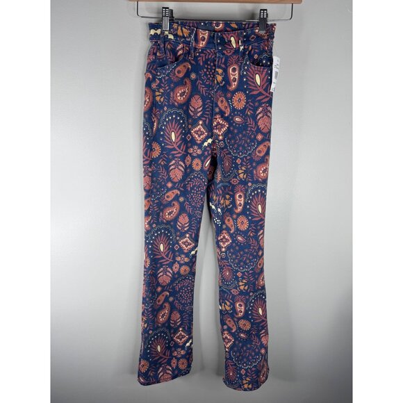 NEW MOTHER Hustler Flood Jeans in Henna Happiness Paisley Stretch Size 24 - Picture 5 of 9